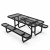 Flash Furniture Mantilla 6' Rectangular Outdoor Picnic Table Expanded Metal Mesh Top, Seats, Steel Frame in Black SLF-EML-72-BK-GG